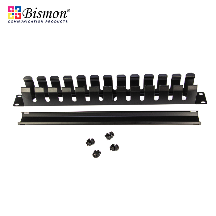 Cable Management Panel with Cover-Black color (แผงจัดสายหน้าตู้ rack)